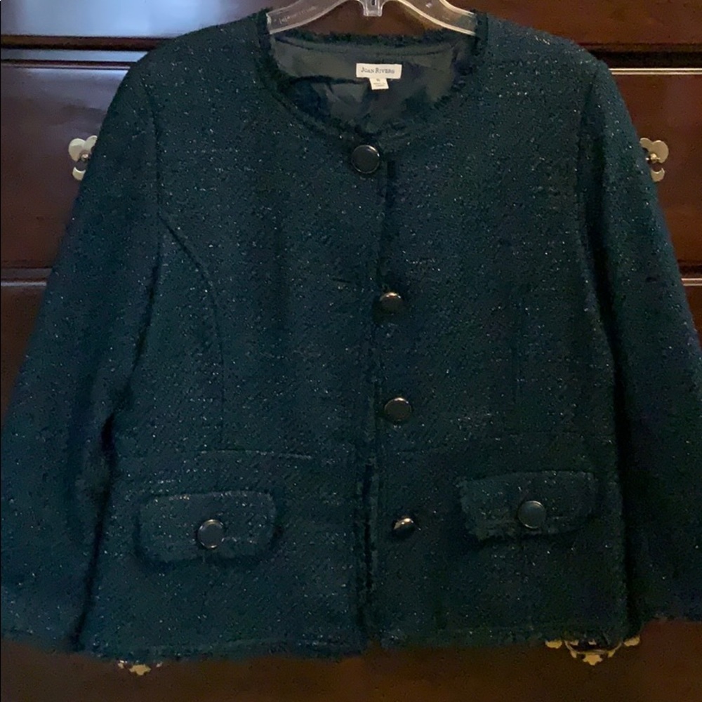 Green blazer with black metallic threading